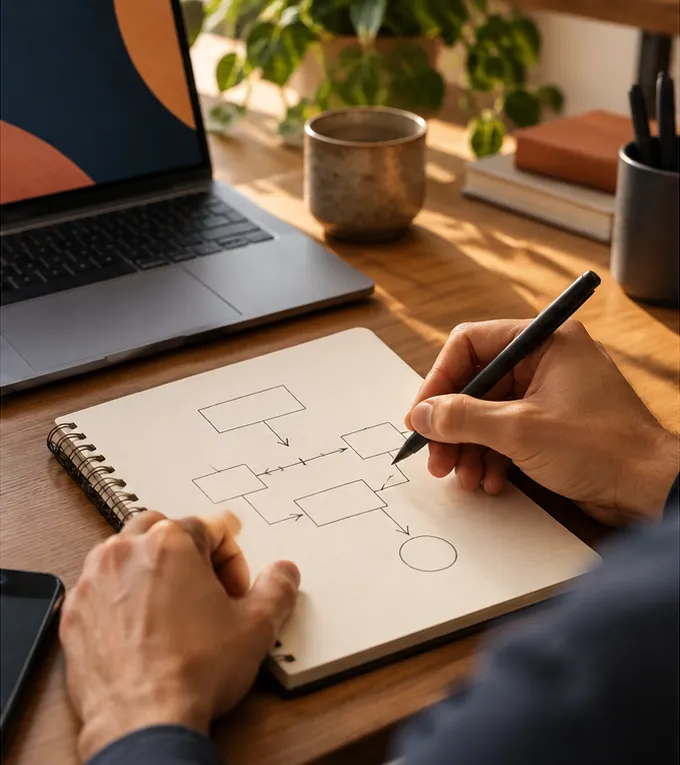 Pessoa planejando atividade para curso de inteligência artificial